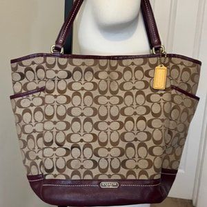 Coach tan/burgundy bag